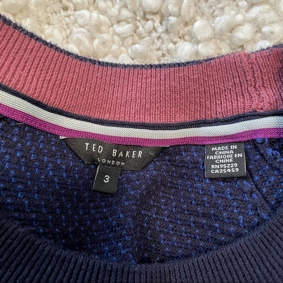 TED Baker London Long Sleeve Blue Pullover Crewneck Sweater Medium - Picture 5 of 5